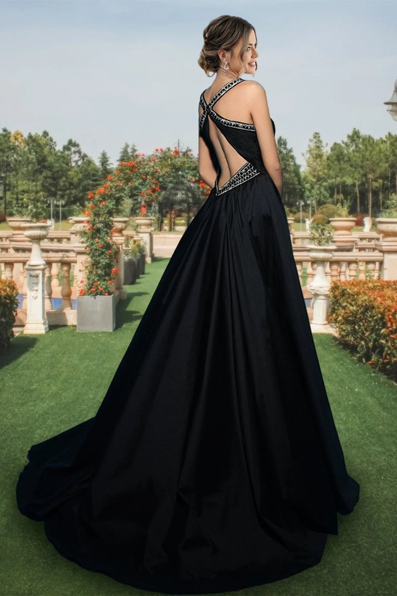 A Line Evening Dress Spaghetti Straps Prom Dress With Slit Floor Length Elegant Wholesale