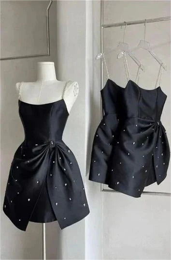 Aimishang Chic Black Homecoming Dress Cute Birthday Dress Party Dress Graduation Dress Short Prom Dress