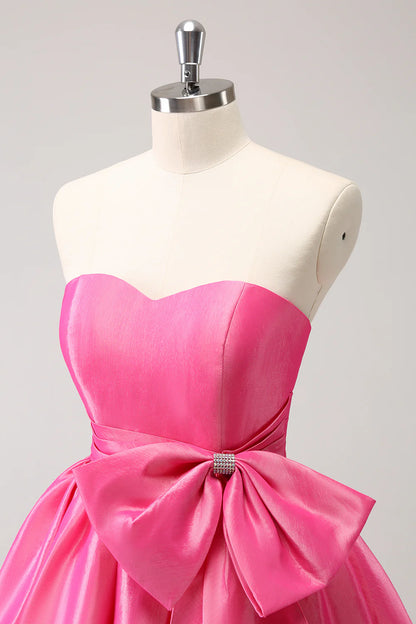 Aimishang Sweetheart Homecoming Dress Cute A Line Strapless Short Prom Dress with Bow Graduation Dress