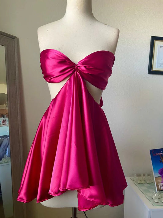 Aimishang Cute A-Line Strapless Homecoming Dress Simple Graduation Dress Lovely Birthday Party Dress