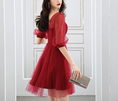 Aimishang A Line Short Sleeves Homecoming Dress Prom Dress Lovely Party Dress Formal Dress