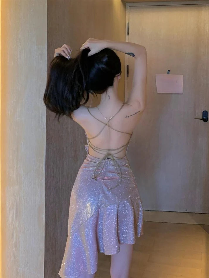 Aimishang Dress Wholesale Shiny Sleeveless Dress Charming Party Dress Backless Tight Bodycon Mermaid Chic Dress Homecoming Dress