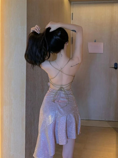 Aimishang Dress Wholesale Shiny Sleeveless Dress Charming Party Dress Backless Tight Bodycon Mermaid Chic Dress Homecoming Dress