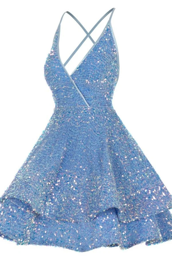 Aimishang Charming V-neck Homecoming Dress Cute Graduation Dress Short Prom Dress Sparkly Birthday Party Dress