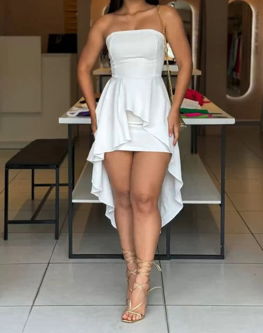 Aimishang Charming Strapless High-Low Homecoming Dress Cute Graduation Dress Short Prom Dress Lovely Birthday Party Dress