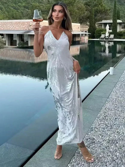 Aimishang Chic Spaghetti Straps Backless Long Prom Dress Elegant Party Dress V-neck Evening Dress Formal Dress Wholesale