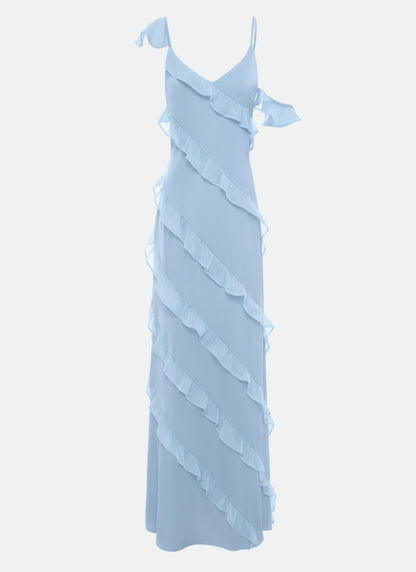 Aimishang Romance Ruffle Dress Light Blue Long Prom Dress Elegant Evening Party Dress Formal Dress