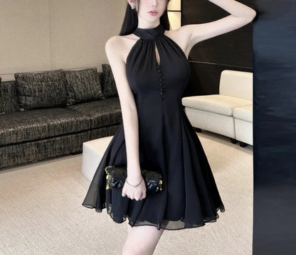 Aimishang Black Halter Chiffon Short Homecoming Dress Short Prom Dress Party Dress Formal Dress Wholesale