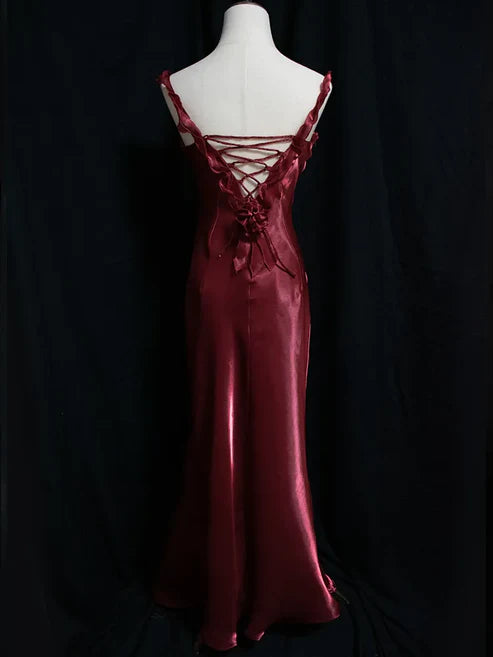 Aimishang Dark Red Vintage Floral V-neck Evening Gown Mermaid Long Party Dress With Flowers Wholesale