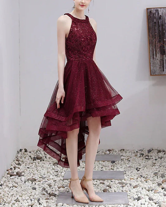 Aimishang Beautiful Halter High Low Tulle Lace Homecoming Dress Short Party Dress Prom Dress Wholesale