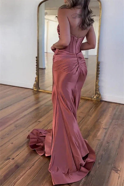 Strapless Mermaid Prom Dress Mermaid Evening Dress With Slit Off Shoulder Sexy Party Dress Wholesale