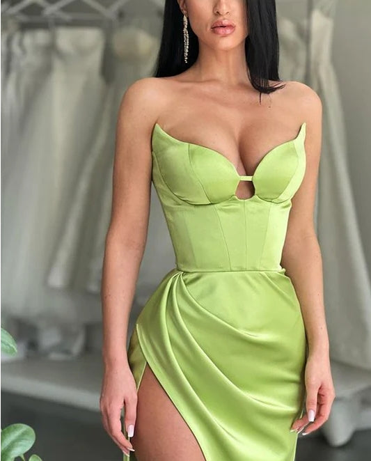 Light Green Sweetheart Mermaid Evening Dress With Split Sexy Party Dress Formal Dress