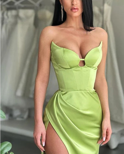 Light Green Sweetheart Mermaid Evening Dress With Split Sexy Party Dress Formal Dress