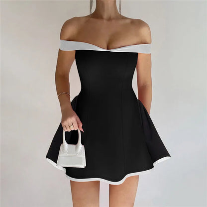 Aimishang Dress Wholesale Black Flare Off-shoulder Mini Dress Simple Party Dress Homecoming Dress