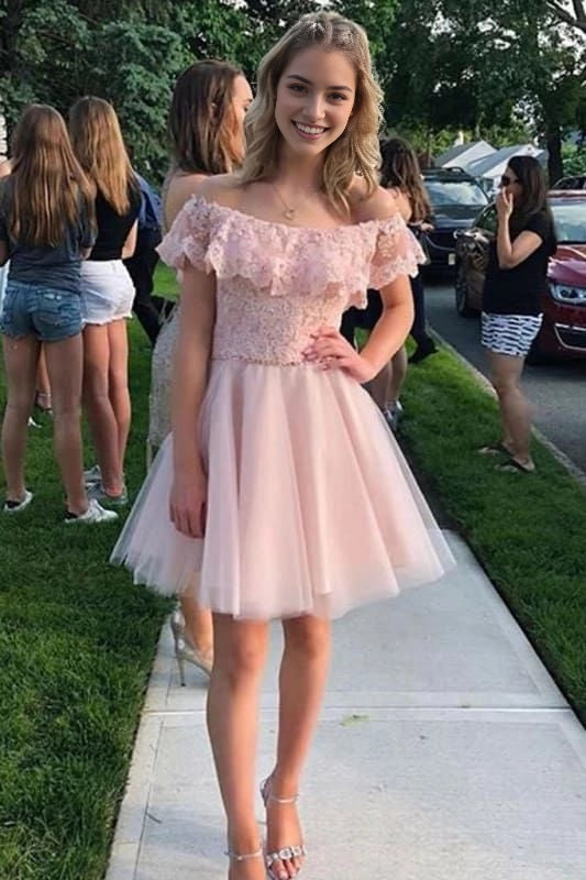 Aimishang Sweet Off the Shoulder A Line Short Graduation Party Dress Elegant Summer Homecoming Dress