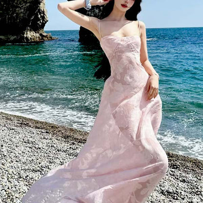 Aimishang Elegant Spaghetti Straps Maxi Dress Lace Up Long Prom Dress Charming Evening Party Dress Women's Dresses