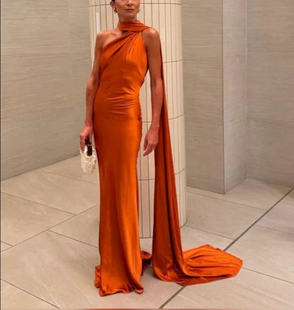 Aimishang Burnt Orange Long Prom Dress Elegant Evening Party Dress Women's Dresses