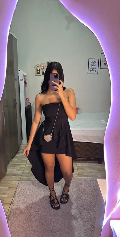 Aimishang Charming Strapless High-Low Homecoming Dress Cute Graduation Dress Short Prom Dress Lovely Birthday Party Dress