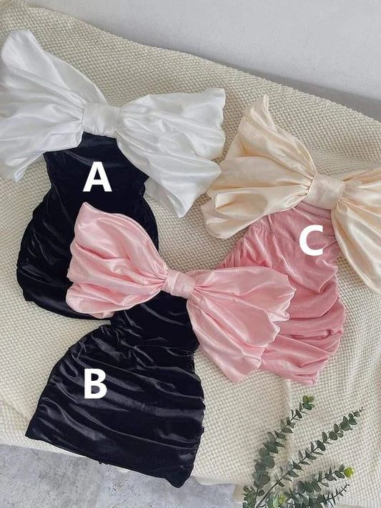 Aimishang Cute Off Shoulder Satin Bow Short Prom Dress Lovely Homecoming Dress Charming Birthday Party Dress