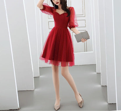 Aimishang A Line Short Sleeves Homecoming Dress Prom Dress Lovely Party Dress Formal Dress