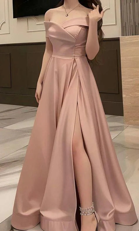 Aimishang A Line Off The Shoulder Long Prom Dress Elegant Formal Dress Charming Evening Party Gown With Slit