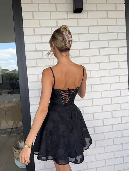 Aimishang A Line Spaghetti Strap Sleeveless Short Prom Dress Lovely Homecoming Dress Charming Birthday Party Dress