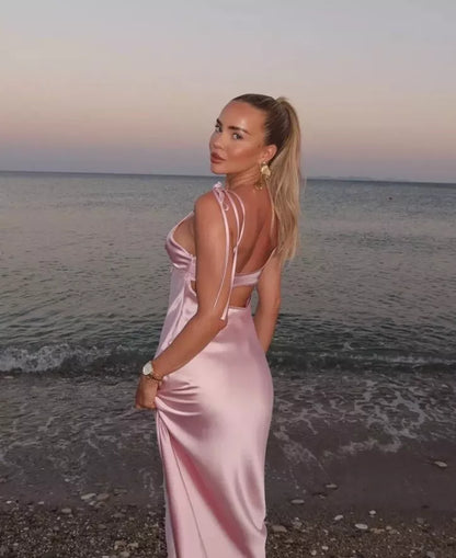 Aimishang Sheath Cut Out Simple Formal Dress Charming Satin Evening Party Dress