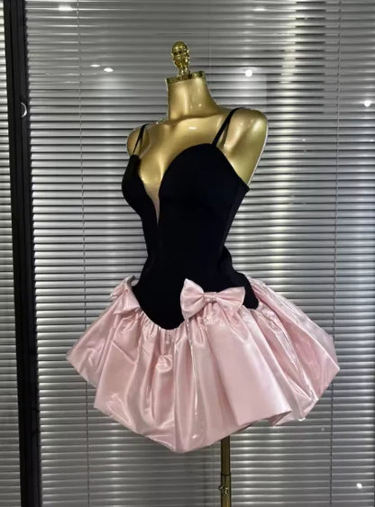 Aimishang Cute A-line Spaghetti Straps Sleeveless Summer Short Birthday Party Dress Pretty Cocktail Homecoming Dress With Bow