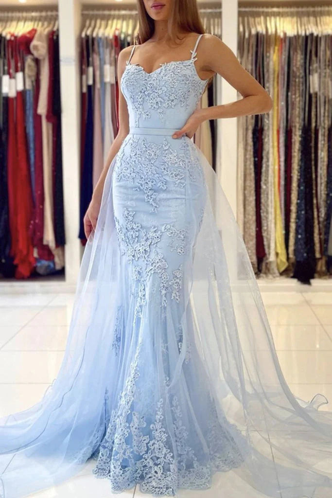 Wholesale Prom Dresses Lace Mermaid Sweetheart Spaghetti Tulle Sexy