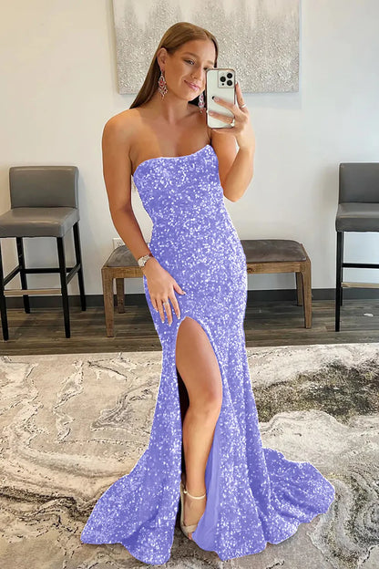 Wholesale Mermaid Glitter Strapless Prom Dress With Sequins