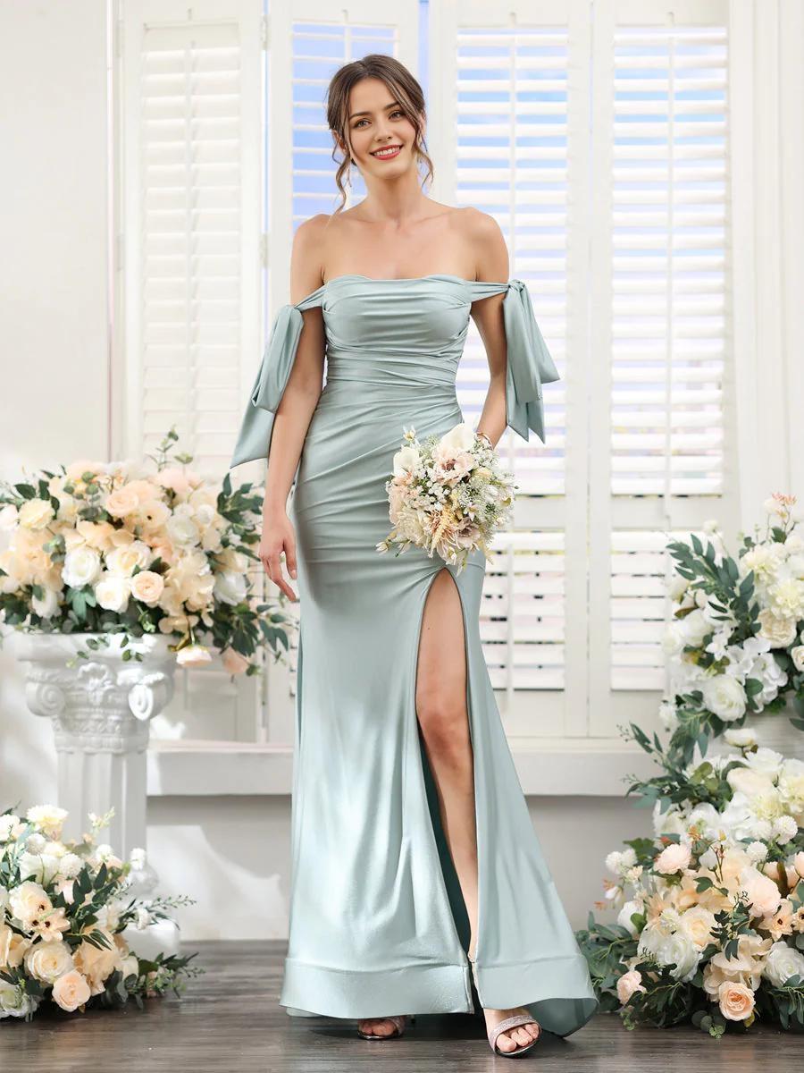 Wholesale V Neck Sleeveless Wedding Guest Prom Dresses Split Party For Formal Dress Cocktail Women