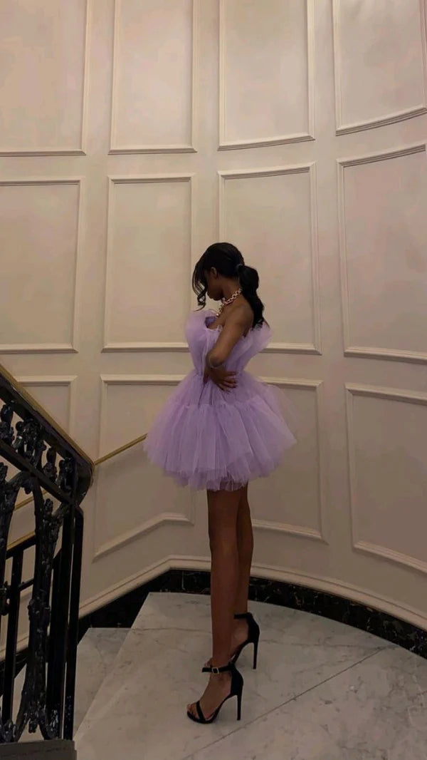 Aimishang Sweet Light Purple Strapless Homecoming Dress Short Graduation Dress Lovely Birthday Party Dress
