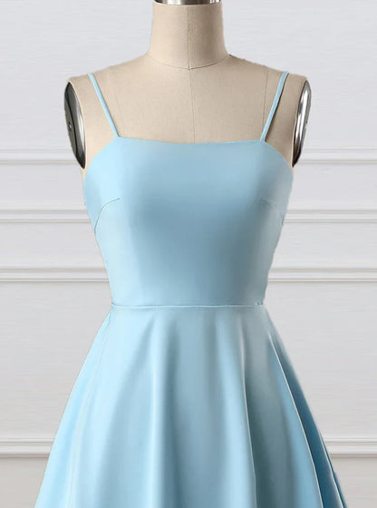 Aimishang Lovely A-line Spaghetti Straps Satin Homecoming Dress Simple Short Prom Dress Sweet Graduation Dress Cute Birthday Party Dress
