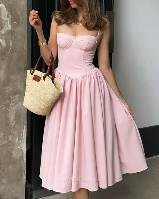 Aimishang Lovely A Line Spaghetti Straps Sleeveless Prom Dress Sweet Party Dress Cute Summer Holiday Dress