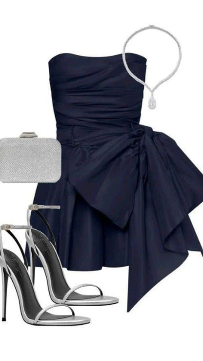 Aimishang Lovely A Line Strapless Short Homecoming Dress Cute Birthday Party Dress With Bow No With Accessories