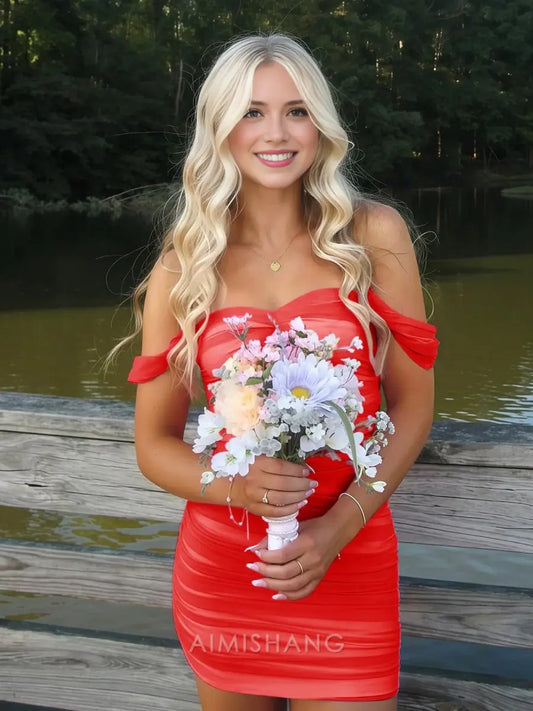 Aimishang Lovely Bodycon Off The Shoulder Homecoming Dress Sweet Birthday Party Dress Summer Holiday Mini Dress