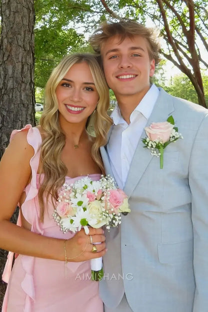 Aimishang Lovely Straps Ruffle Short Homecoming Dress Cute Birthday Party Dress Sweet Back To School Dress