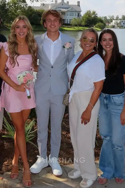 Aimishang Lovely Straps Ruffle Short Homecoming Dress Cute Birthday Party Dress Sweet Back To School Dress