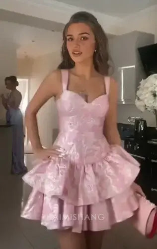 Aimishang Lovely Sweetheart A-line Ruffle Homecoming Dress Short Prom Dress Cute Summer Birthday Party Dress