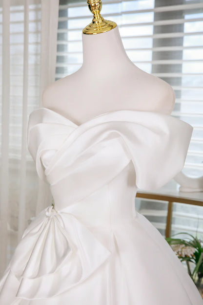 Aimishang Lovely A-Line Off the Shoulder Lace-up Back Satin Short Birthday Party Dress Cute Homecoming Dress
