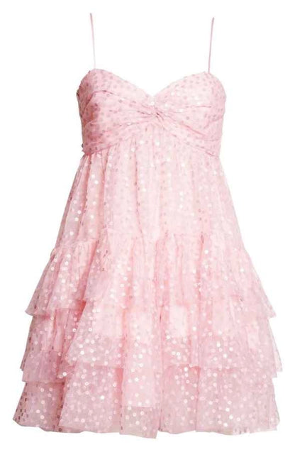Aimishang Lovely A-Line Princess Spaghetti Straps Sleeveless Layered Short Birthday Party Dress Pretty Mini Homecoming Dress