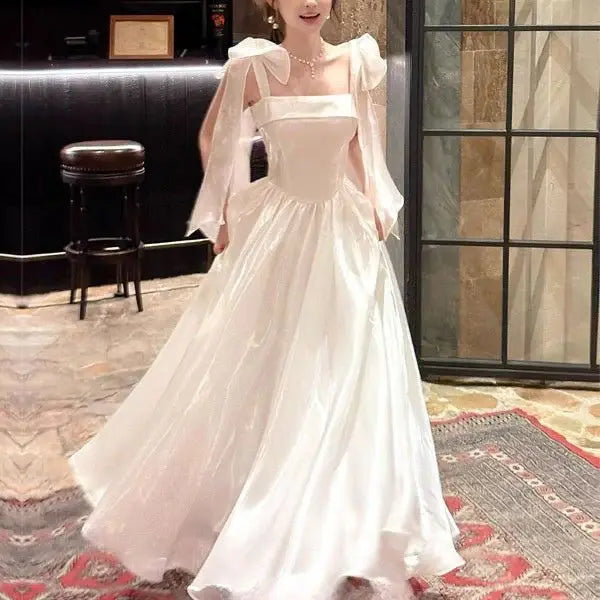 Aimishang Lovely A-Line Square Neckline Party Evening Dress Cute Sleeveless Long Formal Prom Dress