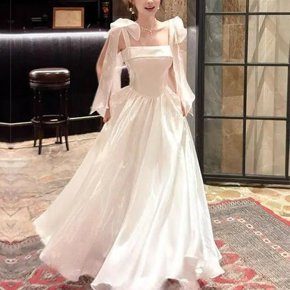 Aimishang Lovely A-Line Square Neckline Party Evening Dress Cute Sleeveless Long Formal Prom Dress