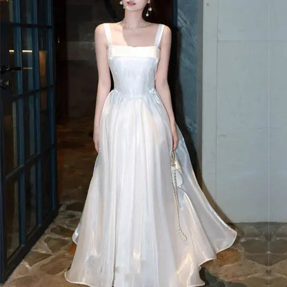 Aimishang Lovely A-Line Square Neckline Party Evening Dress Cute Sleeveless Long Formal Prom Dress