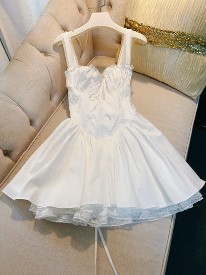 Aimishang Lovely A-Line Sweetheart Neck Sleeveless Lace Up Back Short Homecoming Dress Mini Party Dress