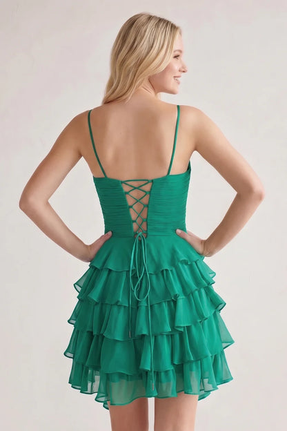 Aimishang Lovely A-Line Sweetheart Sleeveless Ruffled Chiffon Short Length Homecoming Dress