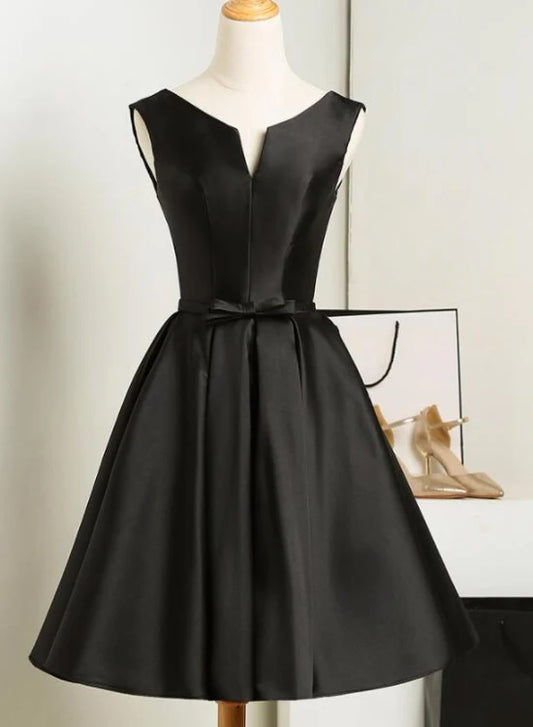 Aimishang Lovely A Line Black V-neck Sleeveless Short Party Prom Dress Elegant Homecoming Dress