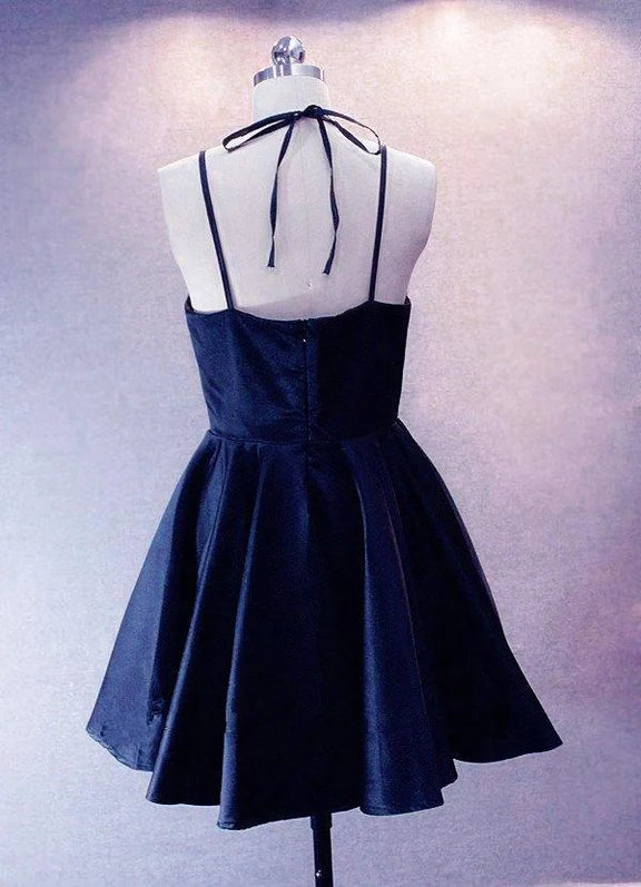 Aimishang Lovely A Line V Neck Blue Straps Sleeveless Short Formal Prom Dress Simple Homecoming Dress