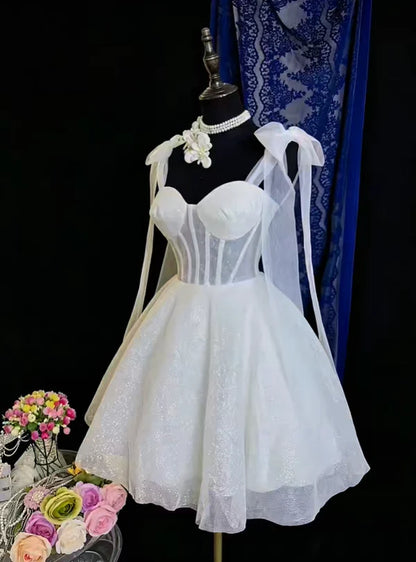 Aimishang Lovely A Line Bow Straps Short 16th Birthday Party Dress Cute Homecoming Dress