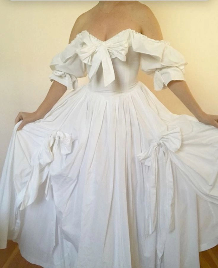Aimishang Lovely A Line Off Shoulder Long Party Evening Gown Elegant Wedding Dress With Bow